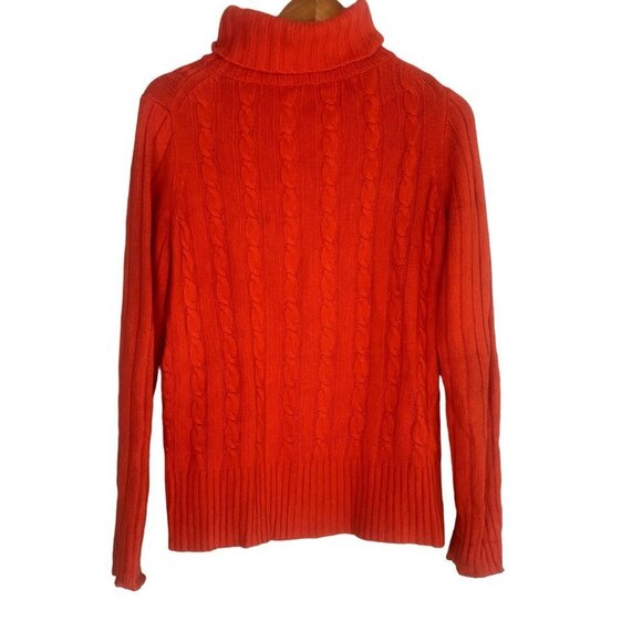 J.Crew Wool Cambridge Chunky Cable Knit Turtleneck Sweater Long Sleeve S Red - Picture 6 of 12